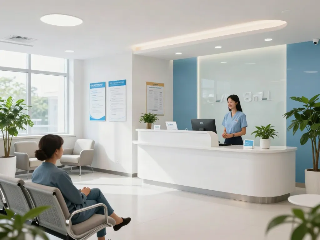 A patient receiving care in a healthcare clinic with link slot related information.