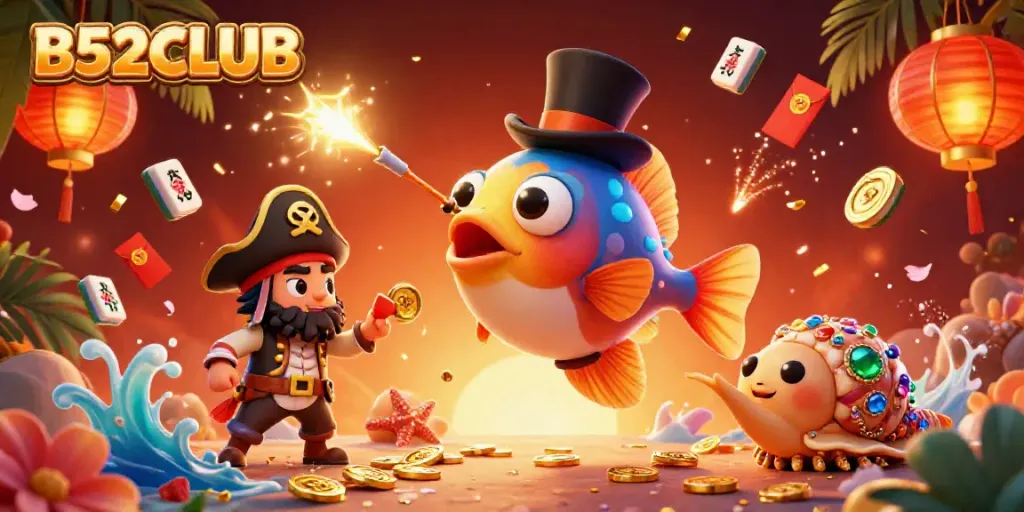 Engage in thrilling gameplay at B52CLUB with gold coins and a vibrant underwater scene.