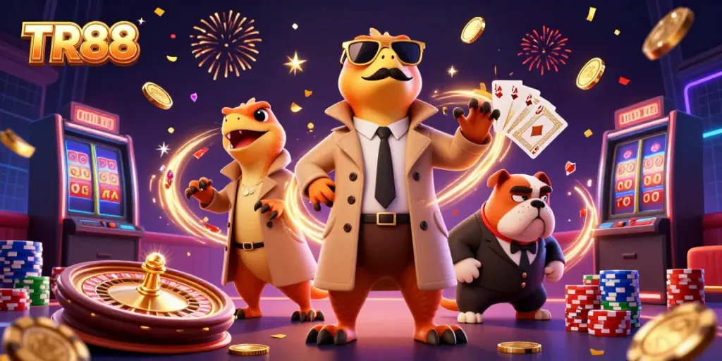 Experience thrilling gameplay at TR88 with raptors in disguise at an exciting VIP casino lounge.