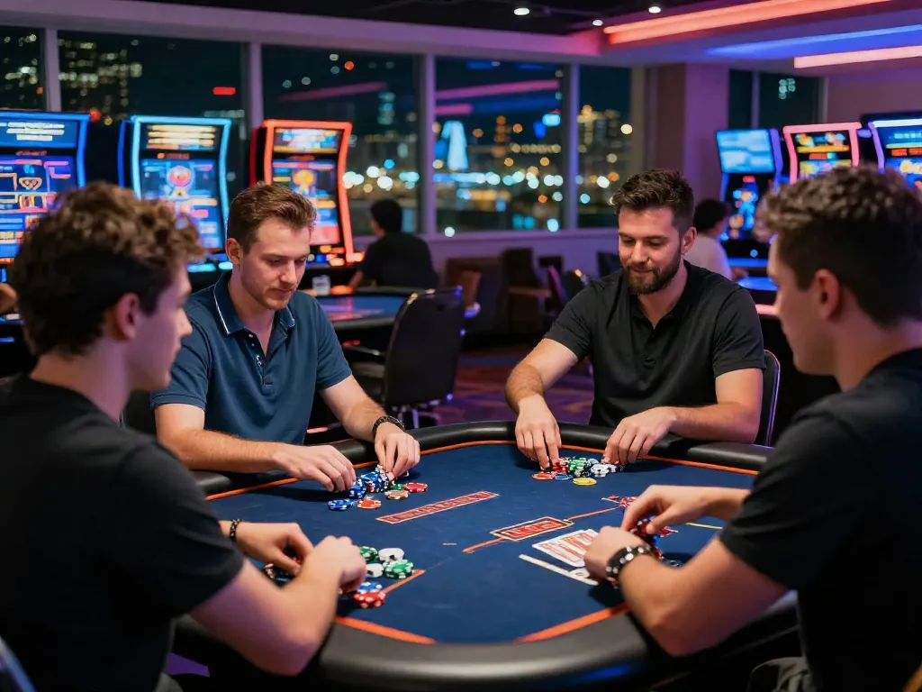 Live gaming excitement at https://man881.jp.net/ with players at casino tables in vibrant atmosphere.