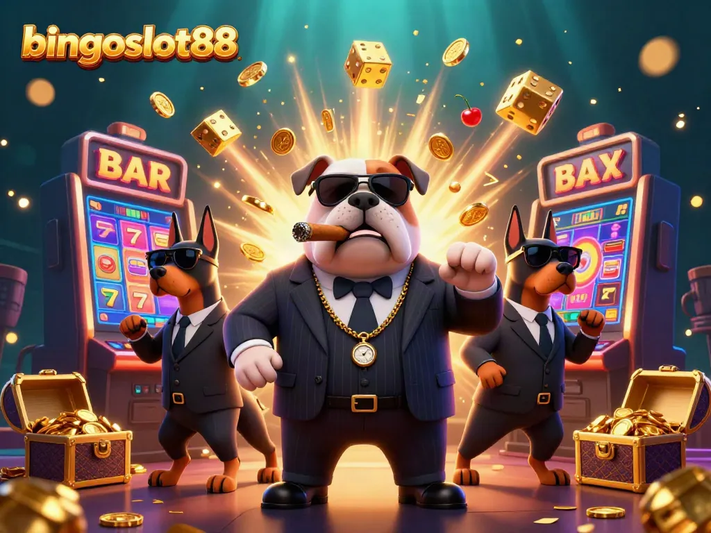 Mengalami keseruan bingoslot88 dengan ilustrasi 3D yang menampilkan karakter kasino dan mesin slot.