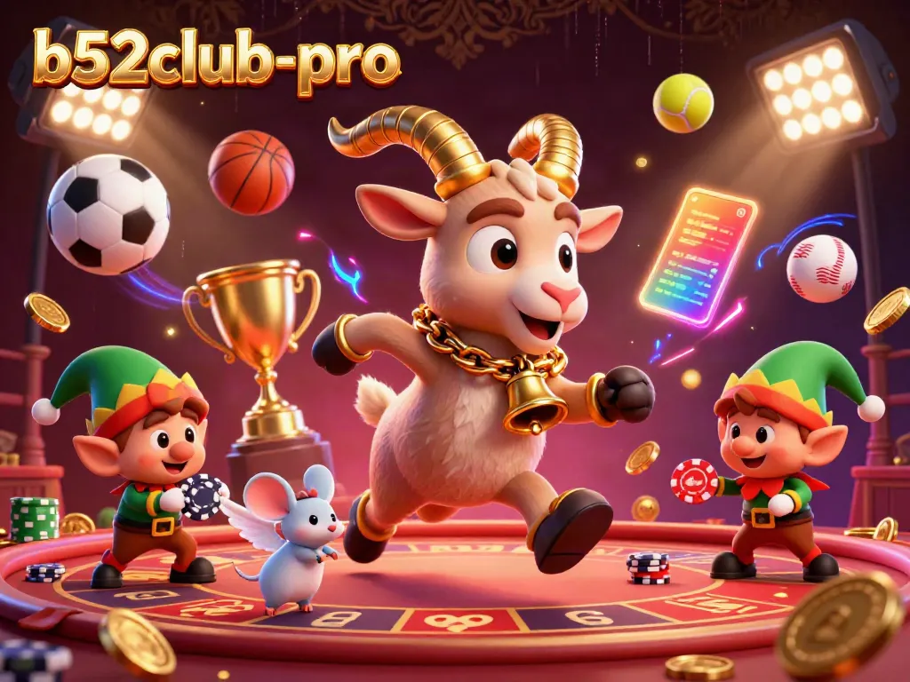 Experience the b52club-pro casino's vibrant action with cartoon characters in a festive, dynamic setting.