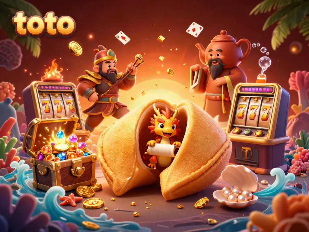 Engage with thrilling toto casino games as a dragon reveals fortunes within a golden cookie.