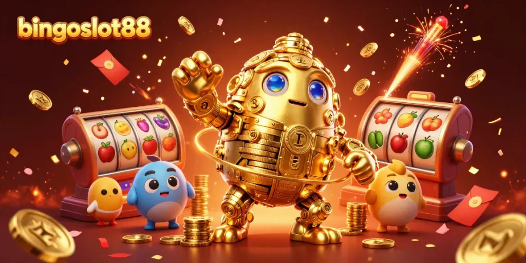 BINGOSLOT88 menawarkan pengalaman bermain slot dengan golem emas dan simbol keberuntungan yang menawan.