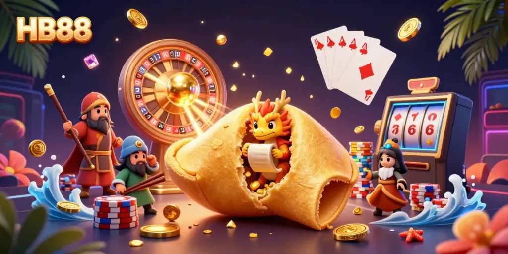 Experience the thrill of HB88 with a vibrant scene full of games, gold, and fortune in a dynamic online casino setting.