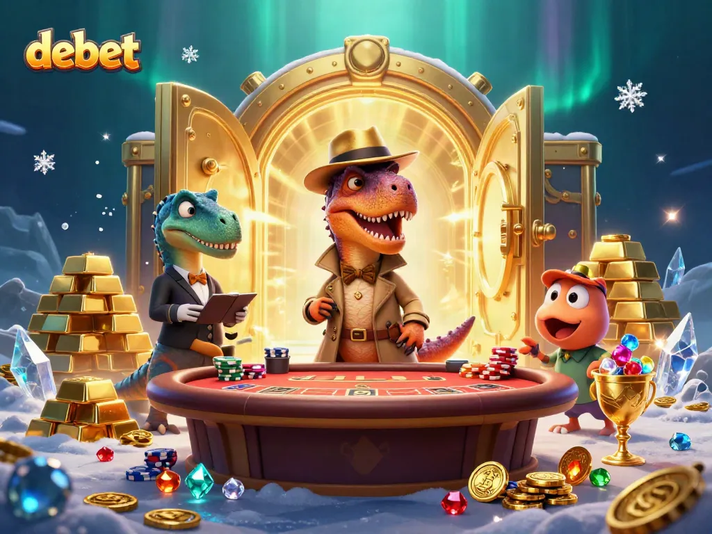 Experience debet action with a velociraptor and stegosaurus in a high-stakes casino scene.
