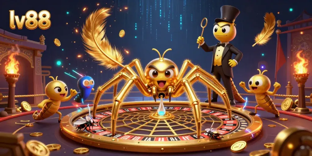 Experience thrilling bets at lv88 with a spider-themed roulette scene, dynamic and engaging.