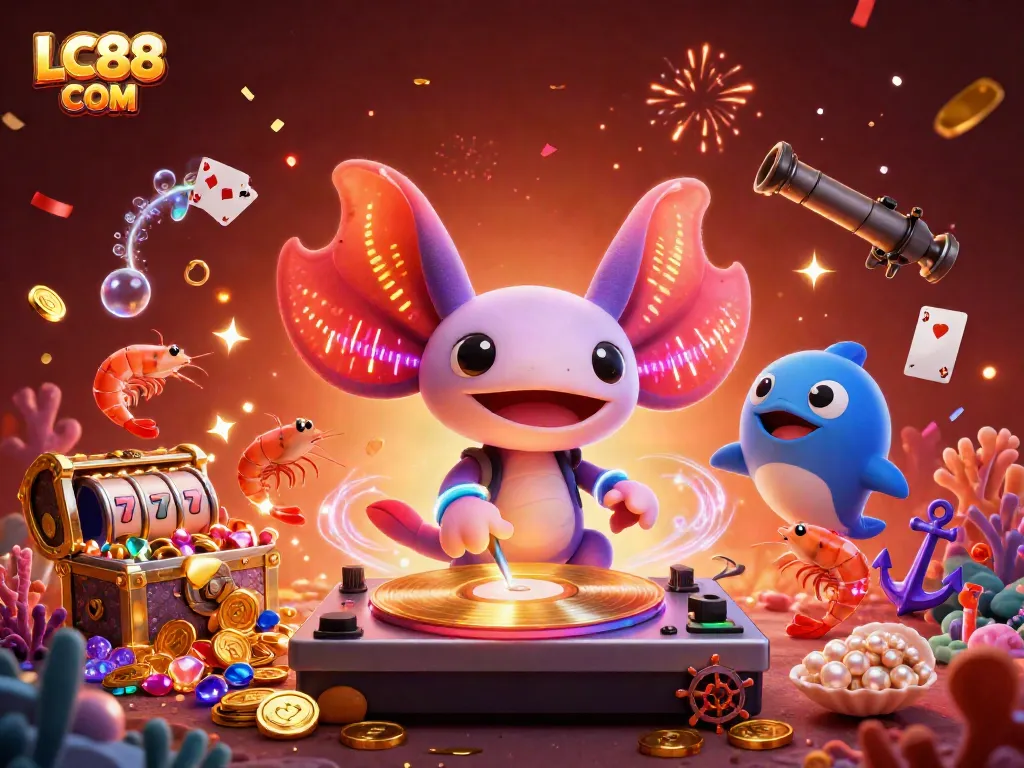 Engage in excitement at LC88 COM with vibrant characters in a lively underwater casino scene.