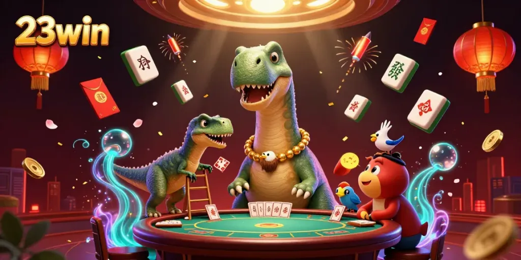 Experience the excitement of 23win with this vibrant casino scene featuring dynamic gambling elements.