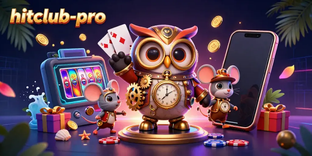 Experience the thrill of gambling with hitclub-pro in this vibrant casino illustration.