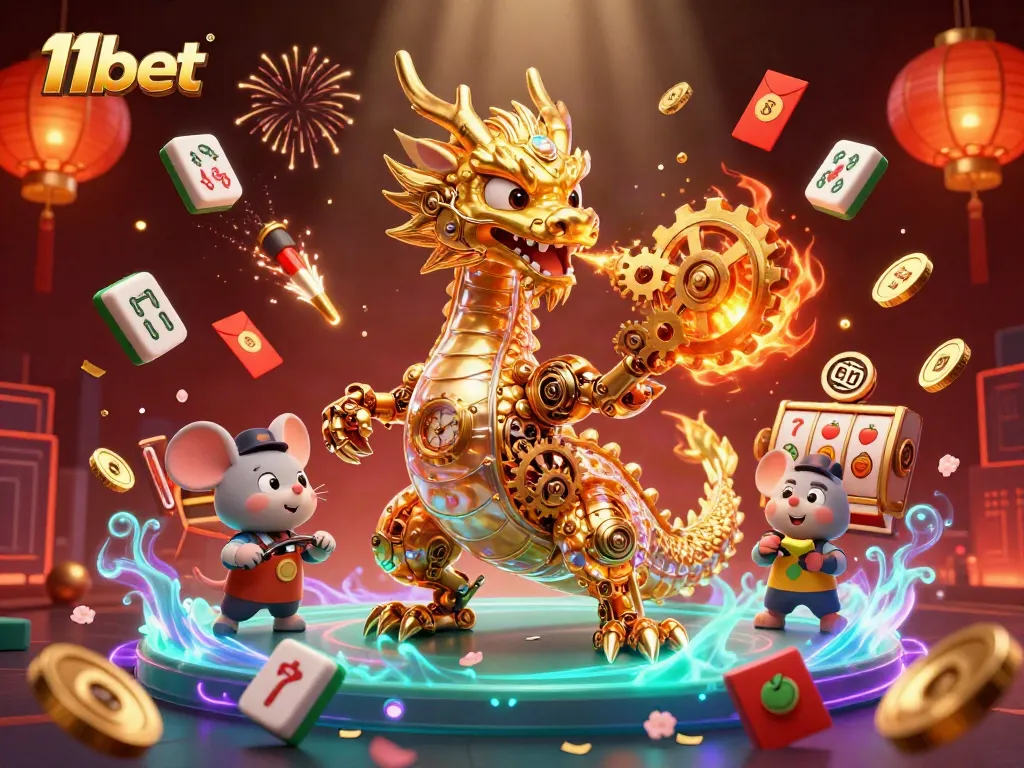 Engage with 11bet’s vibrant casino adventure featuring a golden dragon and exciting games.