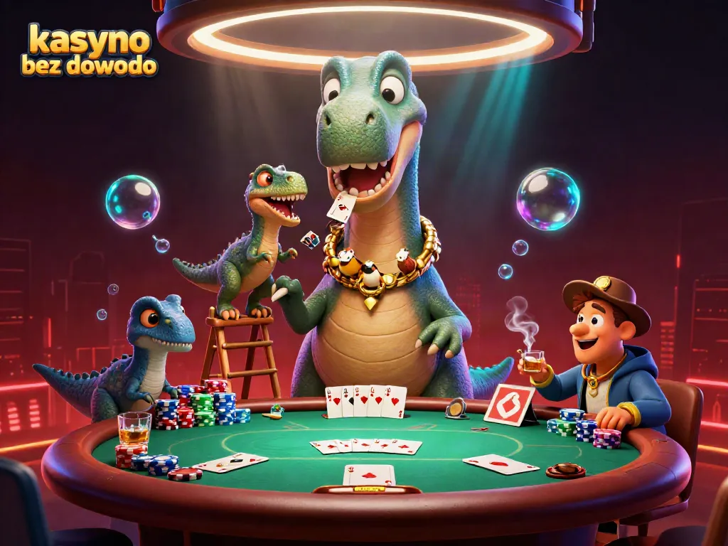 Engage in dynamic gameplay at kasyno bez dowodu with a colorful poker scene featuring unique characters and elements.
