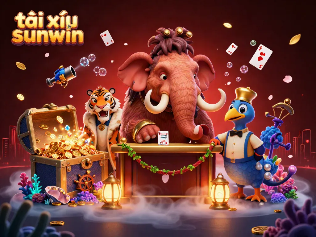 Engaging scene featuring tài xỉu sunwin characters with a vibrant atmosphere and casino elements.
