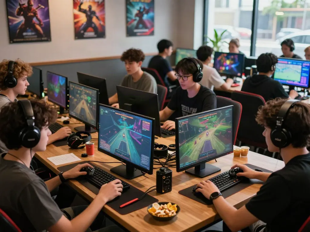 Gamers enjoying thrilling moments together on kilat404 platform in a cozy lounge.