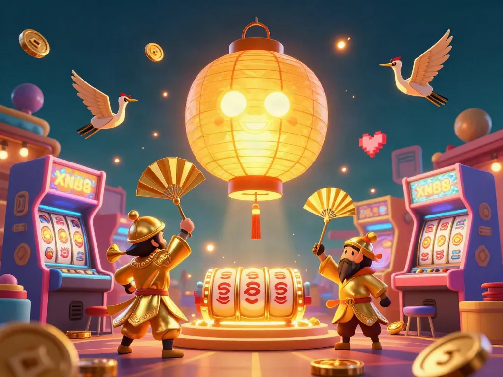 Engage in captivating gameplay with XN88 featuring vibrant gaming elements and golden spirits in a casino setting.