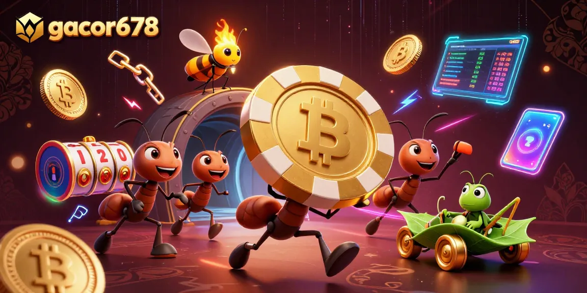 Engage with gacor678 as ants execute a heist under neon glows, finding luck with golden poker chips and crypto