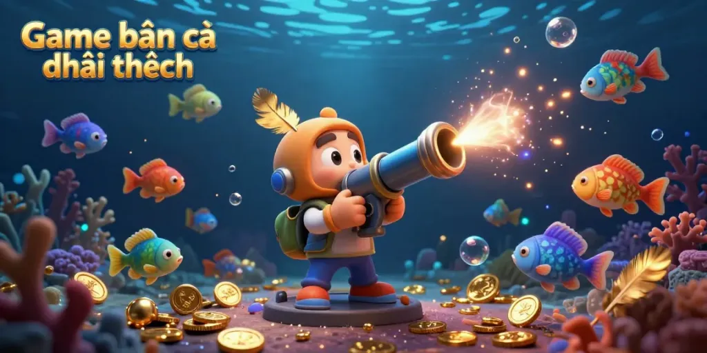 Engage in the exciting Game bắn cá đổi thưởng with vibrant underwater action and colorful fish