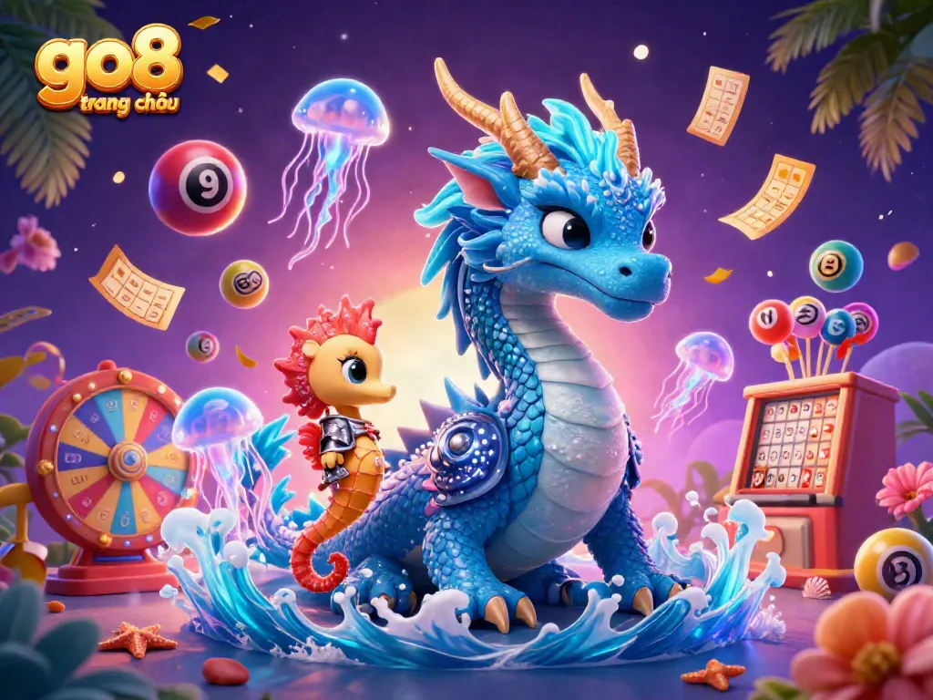 Experience the thrill at go8 trang chủ with vibrant games and lottery excitement captured in an enchanting scene.