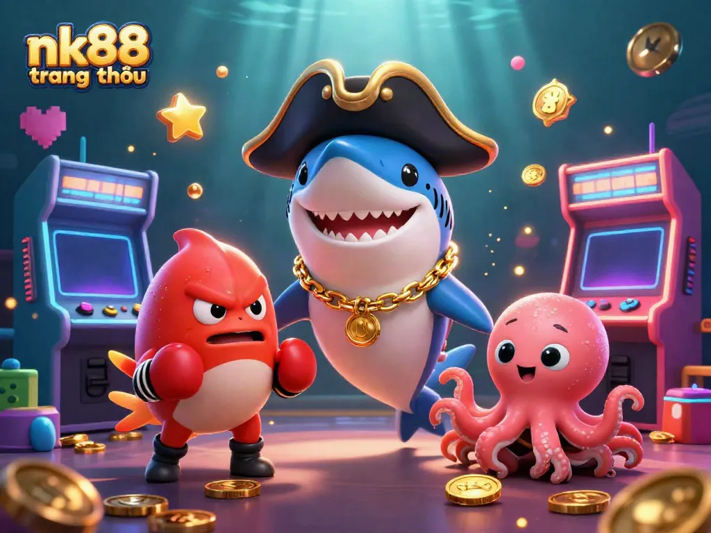 Experience the excitement of nk88 trang chủ with vibrant 3D casino characters amidst dazzling game elements.