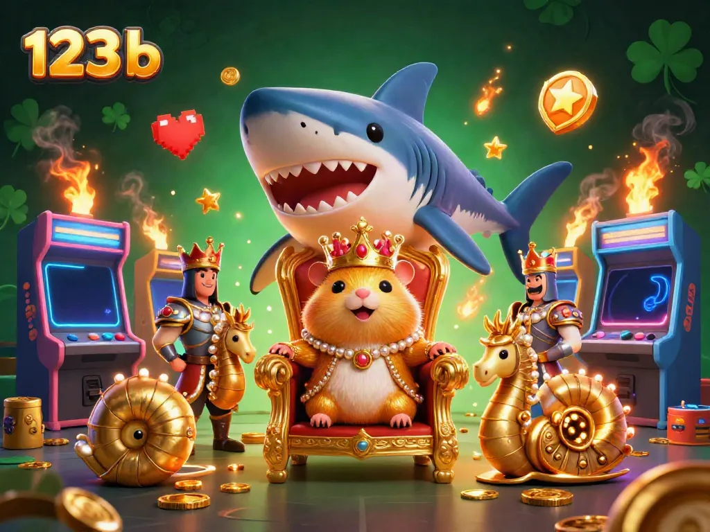 Engage with thrilling casino action at 123 b with a fierce hamster king and vibrant game elements.