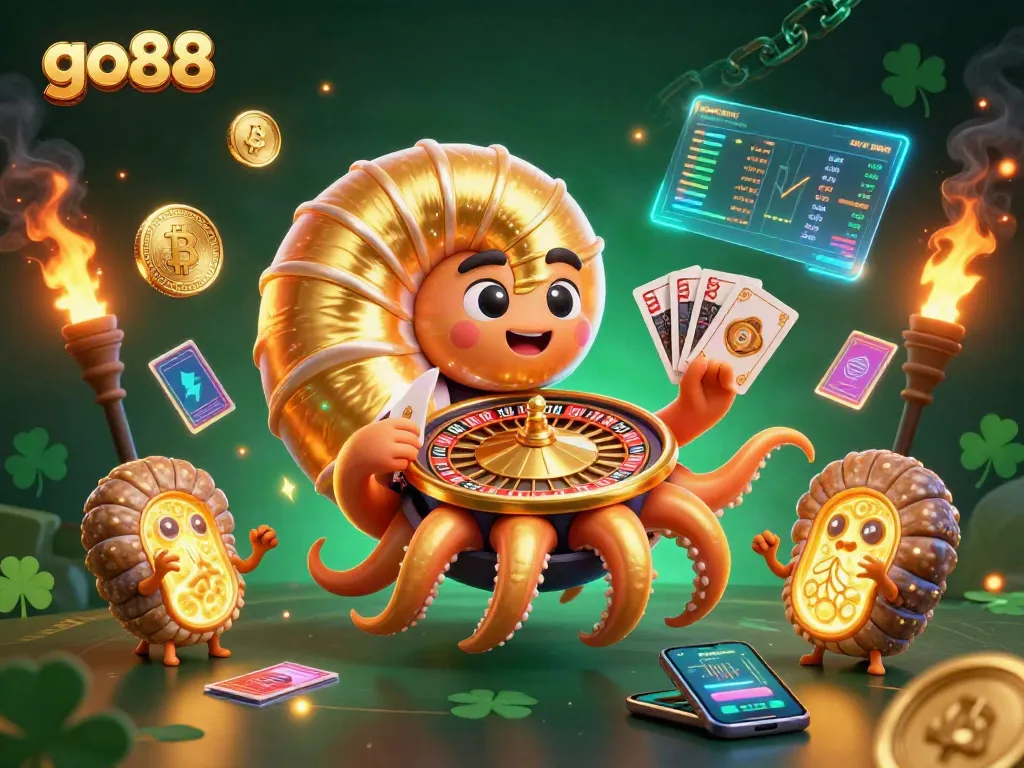 Engage with go88's exciting casino experience featuring a vibrant 3D nautilus wheel.