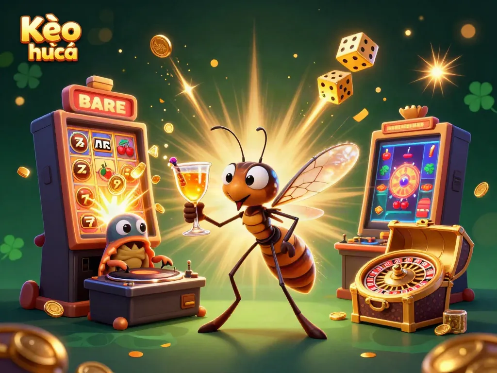 Experience thrilling action with Kèo nhà cái as a 3D casino mascot in a vibrant gaming scene.