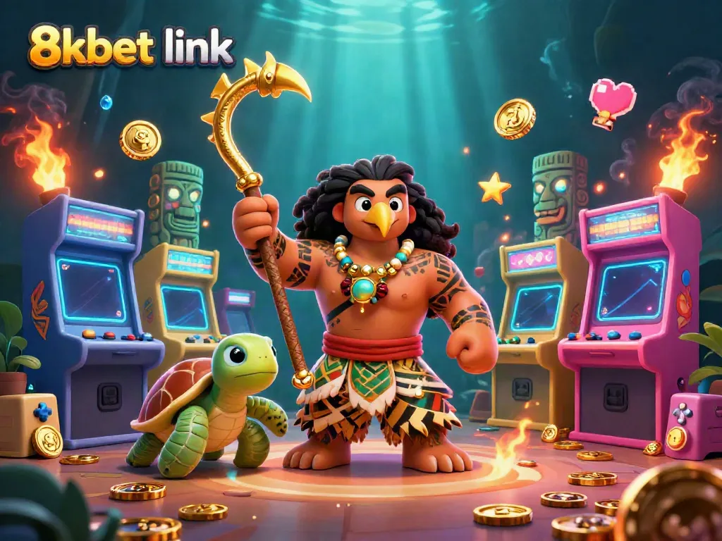 Experience the thrill of betting with 8xbet link amid vibrant 3D casino elements and characters.