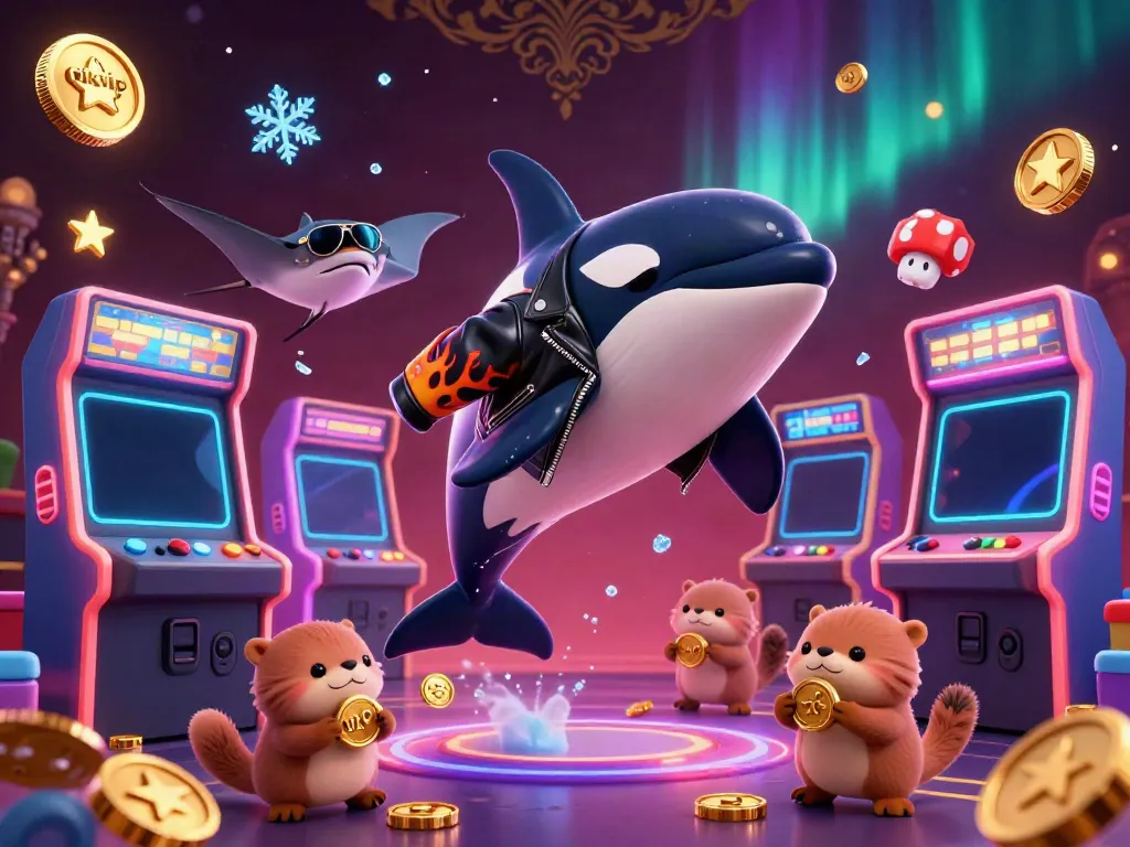 Engage with the vibrant world of rikvip as sea creatures celebrate gaming wins with golden coins in a dynamic casino scene.