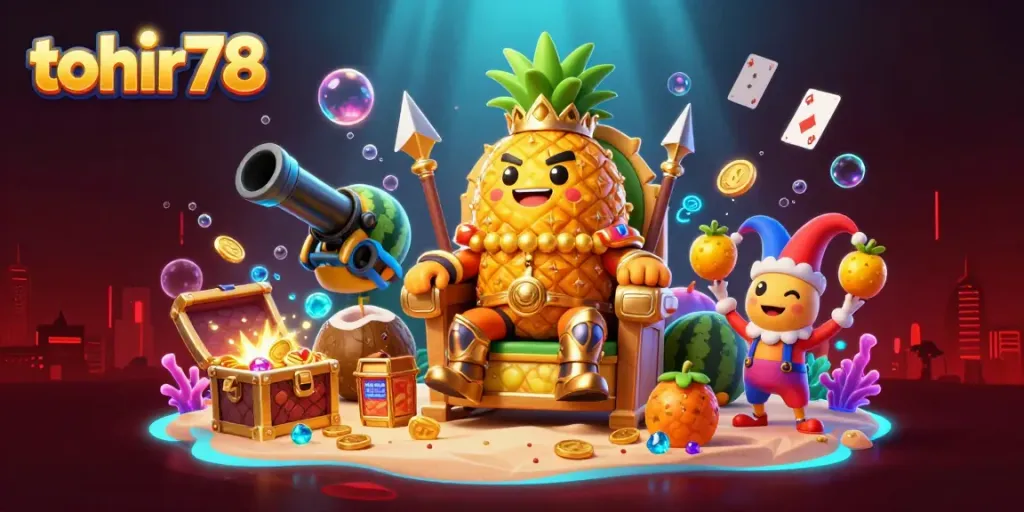 Engage with tohir78 in an exhilarating underwater casino battle featuring vibrant characters and treasures.