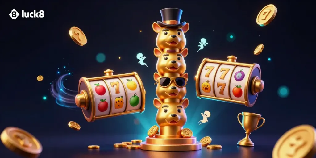 Experience thrilling jackpots with luck8's vibrant casino adventure featuring a golden totem pole.