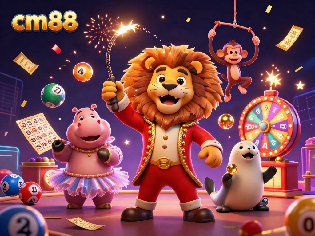 Win thrilling prizes with the exciting cm88 lottery scene featuring dynamic colorful elements.