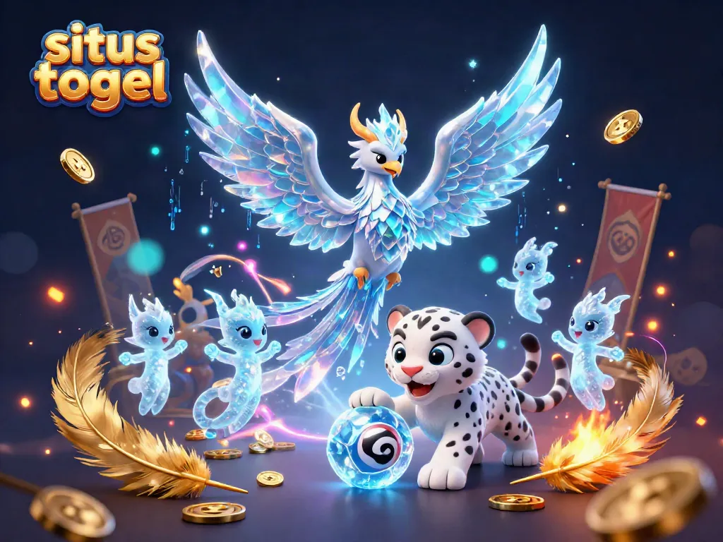Menang dalam situs togel dengan ilustrasi kartun 3D yang dinamis dan cerah.